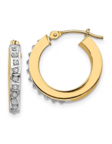 14k Diamond Fascination Round Hinged Hoop Earrings Les magasins à Paris