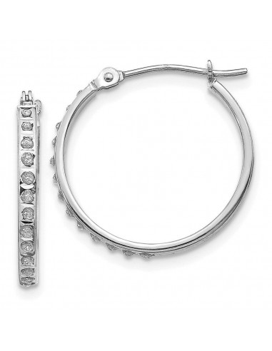 14k White Gold Diamond Fascination Round Hinged Hoop Earrings d'Europe débarque