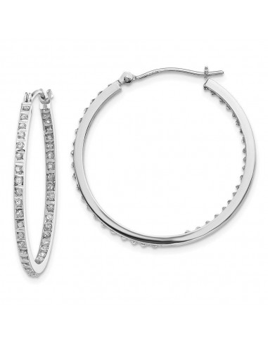 14k White Gold Diamond Fascination Round Hinged Hoop Earrings Jusqu'à 80% De Réduction