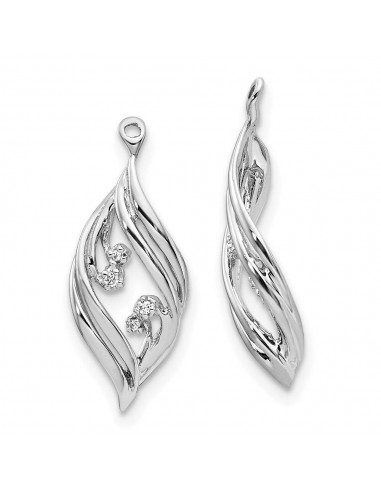 14K White Gold Fancy Twisted Diamond Earring Jackets de pas cher