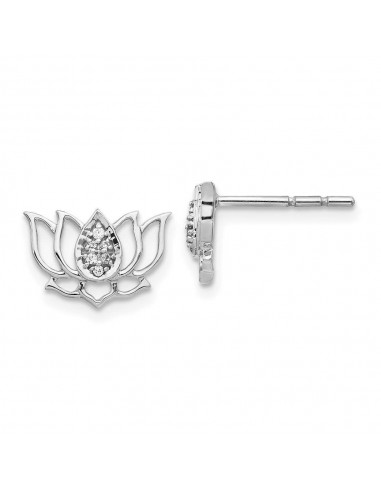 14k White Gold Diamond Lotus Flower Earrings de l' environnement