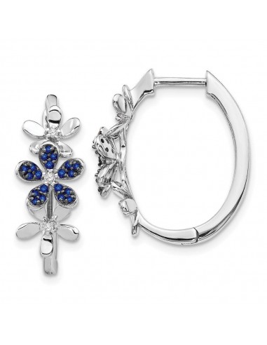 14k White Gold Diamond & Sapphire Earrings pas cheres