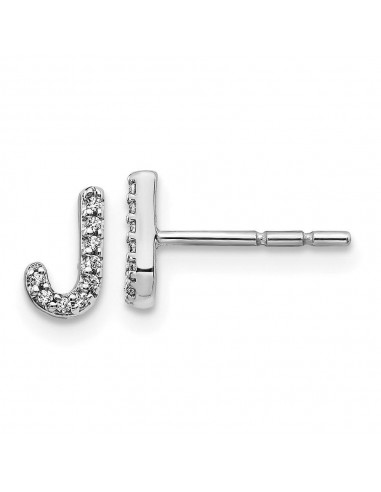 14k White Gold Diamond Initial J Earrings Le MVP de beaucoup