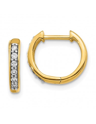 14k Yellow Gold Diamond Hoop Earrings l'achat 