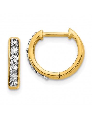 14k Yellow Gold Diamond Hoop Earrings pas cher chine