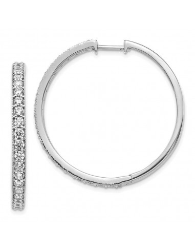 14k White Gold Diamond Milgrain Hoop Earrings Amélioration de cerveau avec