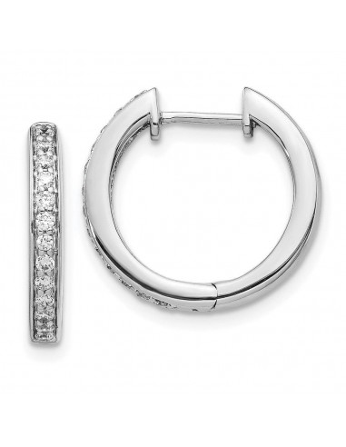 14k White Gold Diamond Complete Hinged Hoop Earrings Livraison rapide