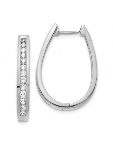 14k White Gold Diamond Hoop Earrings sur le site 