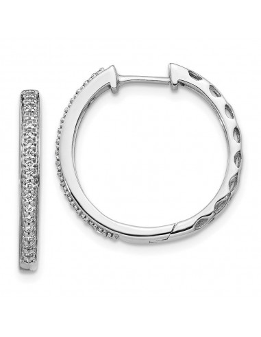 14K White Gold Diamond 2mm Hinged Hoop Earrings la chaussure