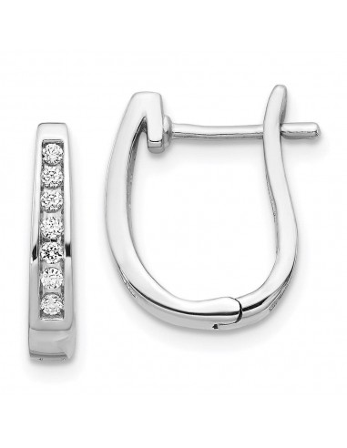 14K White Gold Diamond 3mm Hinged Hoop Earrings outlet