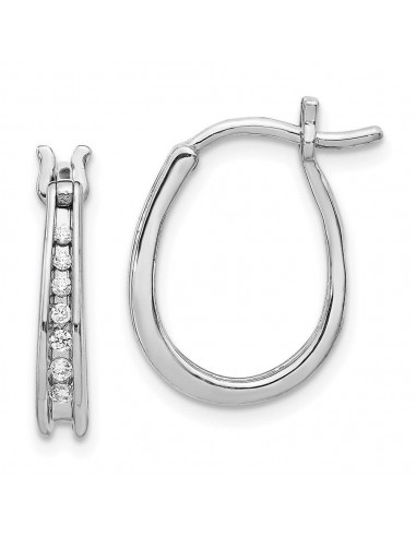 14K White Gold Diamond Hoop Earrings pas chere