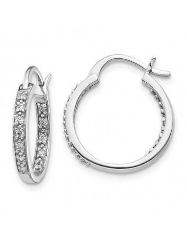 14k White Gold Diamond In/Out Hoop Earrings À commander