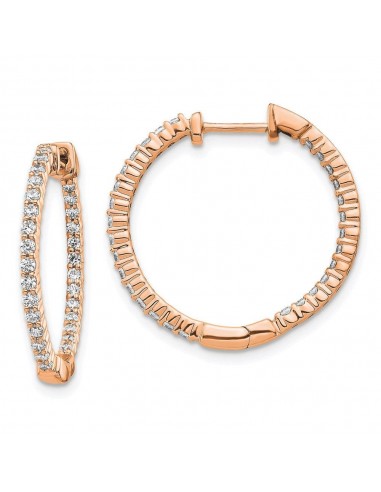 14K Rose Gold Polished Diamond In and Out Hinged Hoop Earrings le concept de la Pate a emporter 