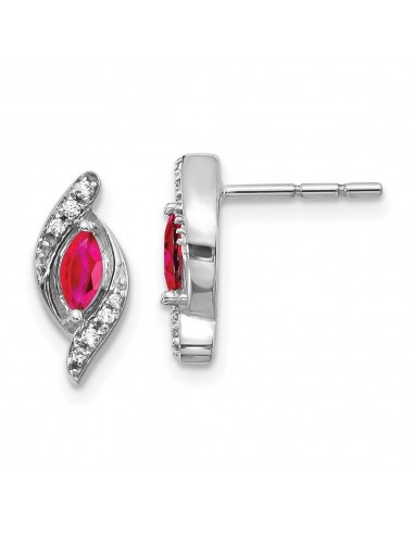 14k White Gold Diamond & Ruby Earrings JUSQU'A -70%! 