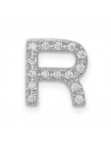 14k White Gold Diamond Initial R Charm les ctes