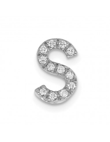 14k White Gold Diamond Initial S Charm Fin de série