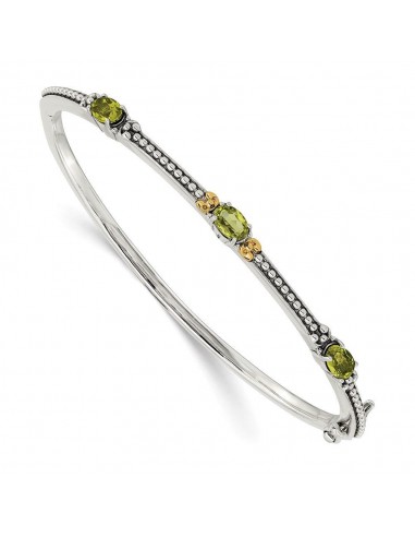 Sterling Silver w/14ky Peridot Bangle de l' environnement