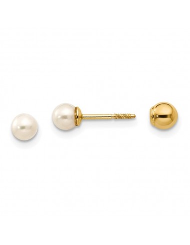 Madi K Kid's 14k  Reversible 3.75-4mm FW Cultured Pearl & Gold Bead Earrings Les magasins à Paris