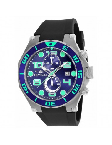 Invicta 17813 Men's Pro Diver Quartz Chronograph Blue Dial Black Rubber Strap Watch 2024