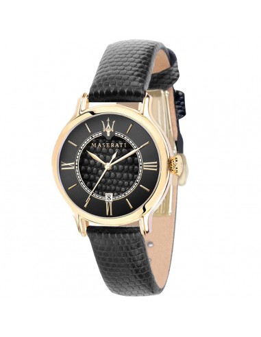 Maserati Women's Watch - Epoca Yellow Gold Case Black Leather Strap | R8851118501 la colonne vertébrale