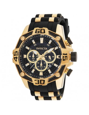 Invicta Men's Chronograph Watch - Pro Diver Quartz Black and Gold Dial Strap | 33837 en ligne