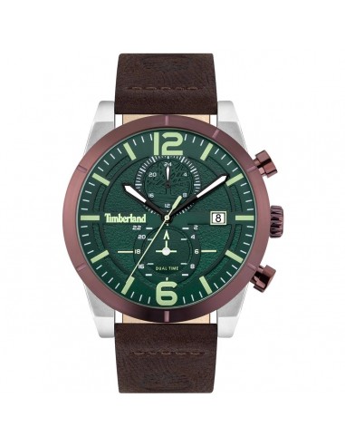 Timberland Men's Watch - Dual Time and Date Green Dial Leather Strap | TDWGF2090101 de pas cher