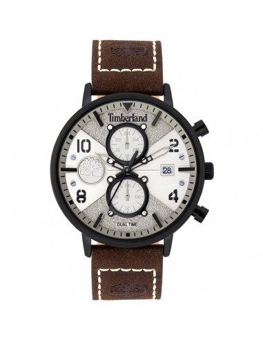 Timberland Men's Watch - Dual Time and Date Silver Dial Leather Strap | TDWGF2091502 de votre