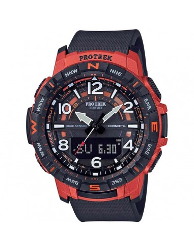 Casio Men's Bluetooth Watch - Pro Trek Red and Black Case Resin Strap | PRTB50-4 d'Europe débarque