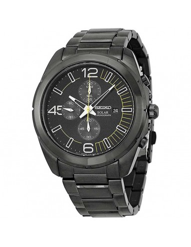 Seiko Men's Chronograph Watch - Solar Black IP Stainless Steel Bracelet | SSC217P1 meilleur choix