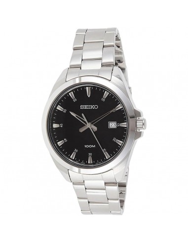 Seiko Men's Chronograph Watch - Black Dial Silver Tone Bracelet | SUR209P1 commande en ligne