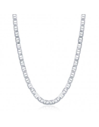 Sterling Silver Rhodium Plated 4.1mm Flat Marina Chain, 24" Véritable concentré