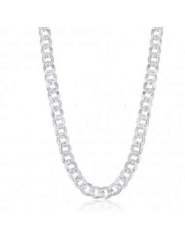 Sterling Silver Rhodium Plated 7.3mm Flat Cuban Chain, 22" solde