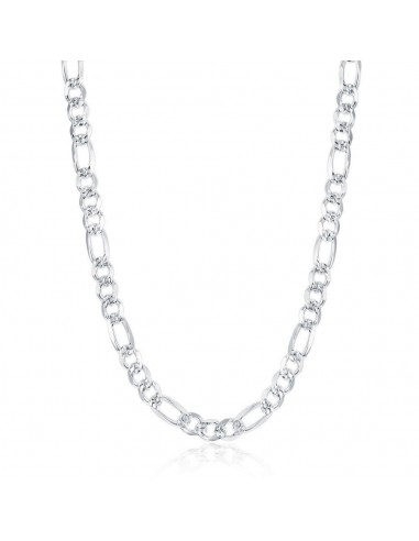 Sterling Silver Rhodium Plated 6.2mm Pave Figaro Chain, 22" pour bénéficier 