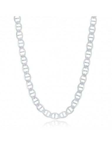 Sterling Silver Rhodium Plated 7mm Pave Marina Chain, 24" Toutes les collections ici