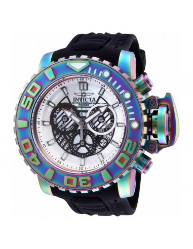 Invicta Men's Chrono Watch - Sea Hunter White Mother of Pearl Dial Black Strap | 26415 vente chaude votre 