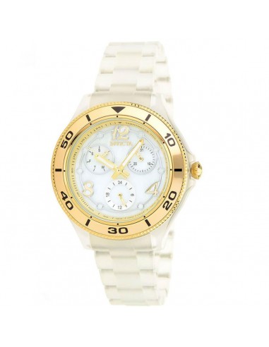 Invicta Women's Quartz Watch - Anatomic Gold Tone Bezel Plastic Bracelet | 30373 de technologie