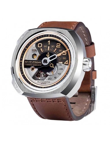 SevenFriday Men's Automatic Watch - V-Series Brown Semi-Matte Leather Strap | V2-01 le des métaux précieux