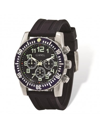 Mens Chisel Black Dial & Silicone Strap Chronograph Watch pas chere