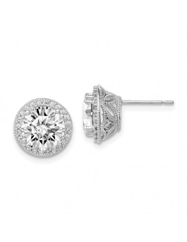 10K Tiara Collection White Gold Polished CZ Post Earrings meilleur choix