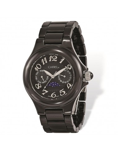 Ladies Chisel Black Ceramic Black Dial Watch livraison gratuite