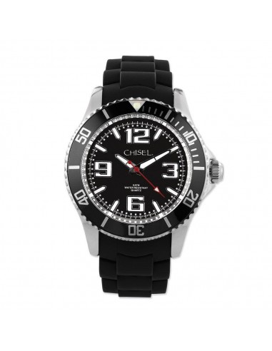 Mens Chisel 44mm Black Silicone Strap Watch s'inspire de l'anatomie humaine