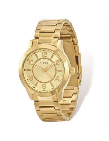 Mens Chisel IP-plated Stainless Steel Gold Dial Watch pas cher