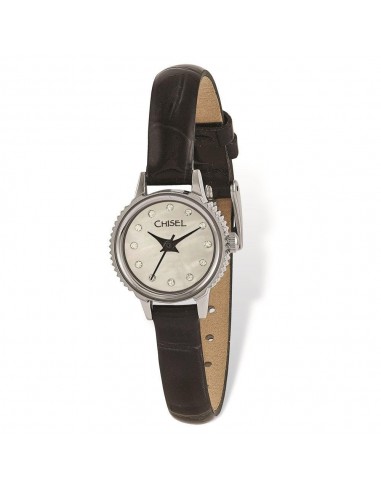 Ladies Chisel Stainless Steel Black Leather Strap Watch 50% de réduction en Octobre 2024