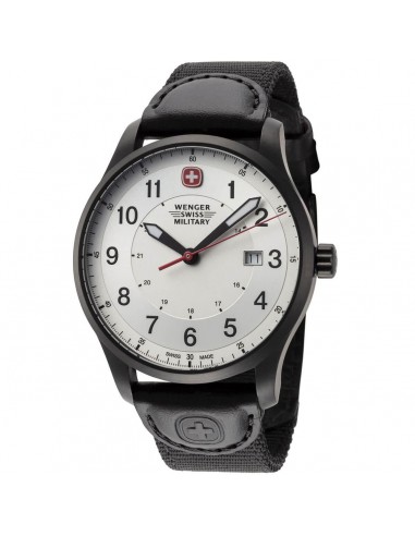 Wenger Men's Quartz Watch - Terragraph Silver Tone Dial Black Strap | 01.9041.208S ou a consommer sur place