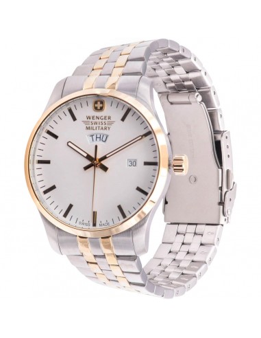 Wenger Men's Swiss Quartz Watch - Terragraph Silver Dial Steel Bracelet | 01.9041.214C en ligne