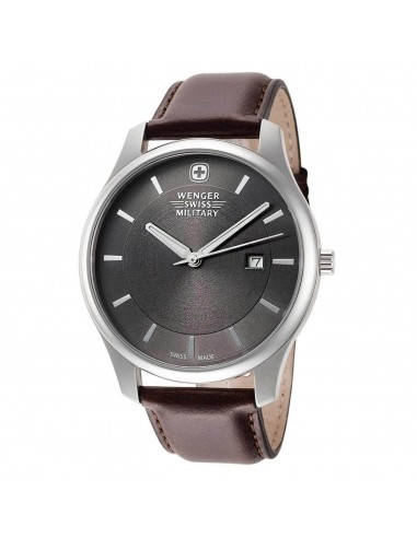 Wenger Men's Watch - City Classic Swiss Quartz Grey Dial Brown Strap | 01.9041.218S l'achat 