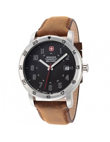 Wenger Men's Watch - Roadster Racer Black Dial Brown Leather Strap | 01.9041.221S Livraison rapide