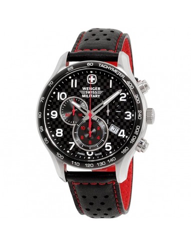 Wenger Men's Watch - Swiss Quartz Chronograph Black Dial Leather Strap | 79310C vente chaude votre 