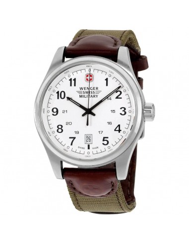 Wenger Men's Watch - Terragraph White Dial Swiss Leather and Nylon Strap | 79311S Jusqu'à 80% De Réduction