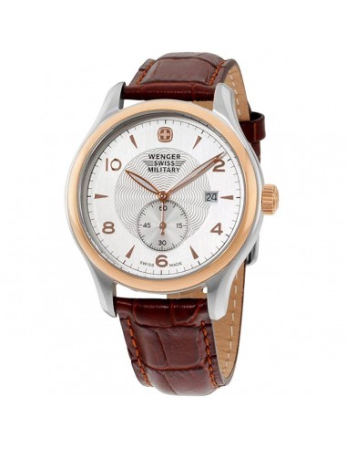 Wenger Men's Watch - Swiss Quartz Silver Dial Brown Leather Strap SS Case | 79313C online